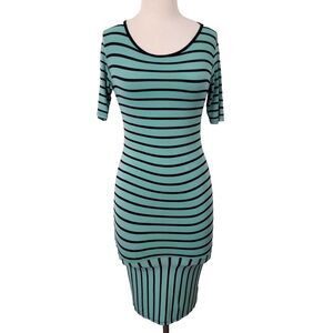 Lularoe Dress Sheath Bodycon Womens Size Small Stretch Striped Casual Below Knee